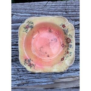 Vintage Argosy W.S. George Floral Bowl Pink Peach Crackle Serving Dish